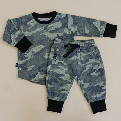 Kids Dawson Waffle Fabric Two Piece Set Camo 6Y - Olive + Scout | Target