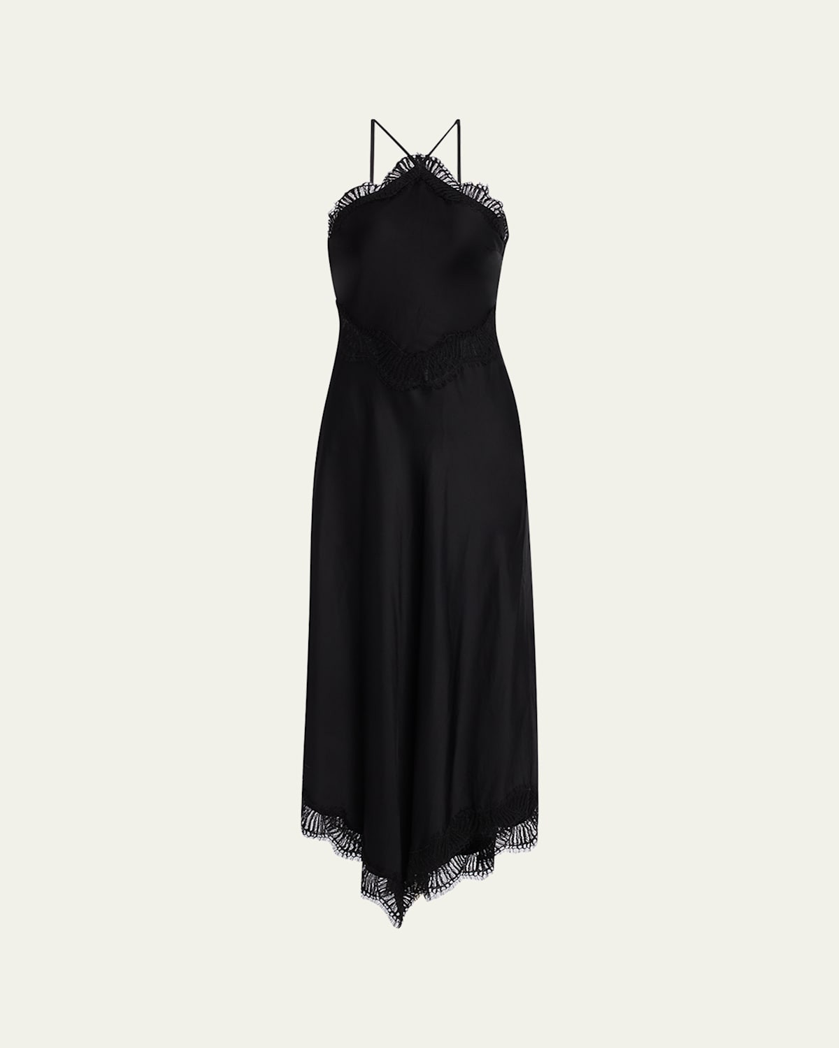 Lucia Lace Satin Halter Midi Dress | Bergdorf Goodman