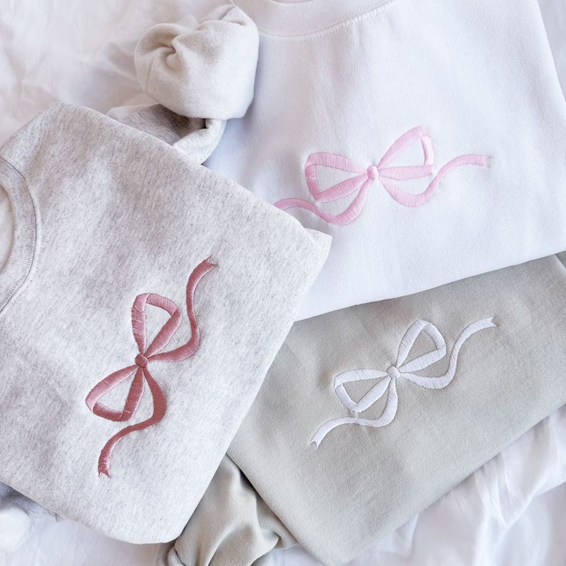 Cute Bow Embroidered Gemma Sweatshirt | Valentine's Sweatshirt | Valentine's Ribbon Sweatshirt | ... | Etsy (US)
