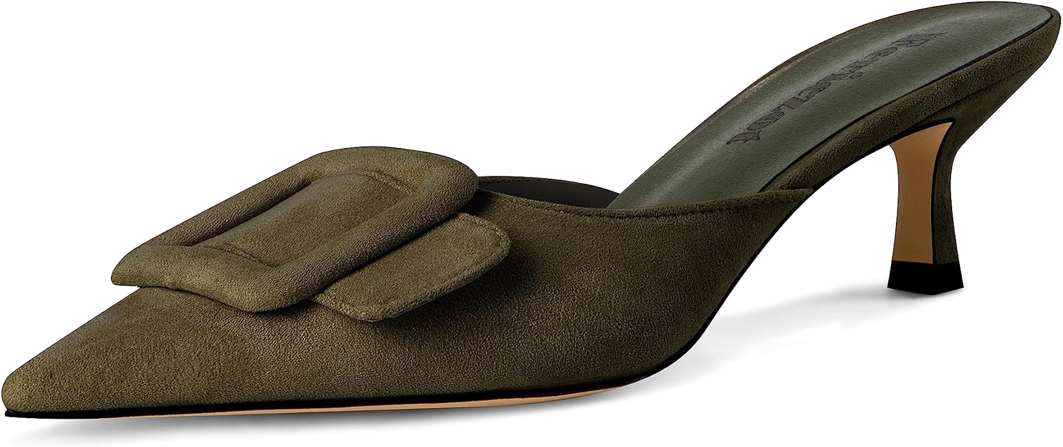 Fericzot Mule Slippers for Women,Slingback Buckle Pumps Pointed Toe Kitten Heels Shoes Slides Bac... | Amazon (US)