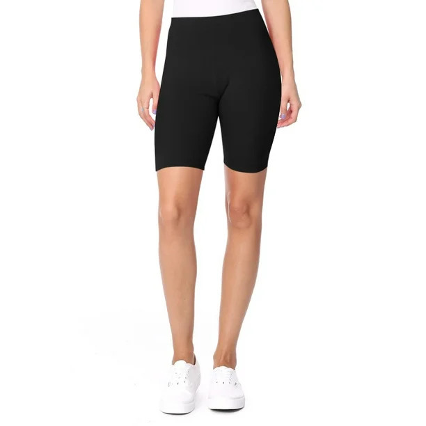 Women's High Waist Cotton Stretch Solid Casual Active Yoga Basic Biker Short Pants - Walmart.com | Walmart (US)
