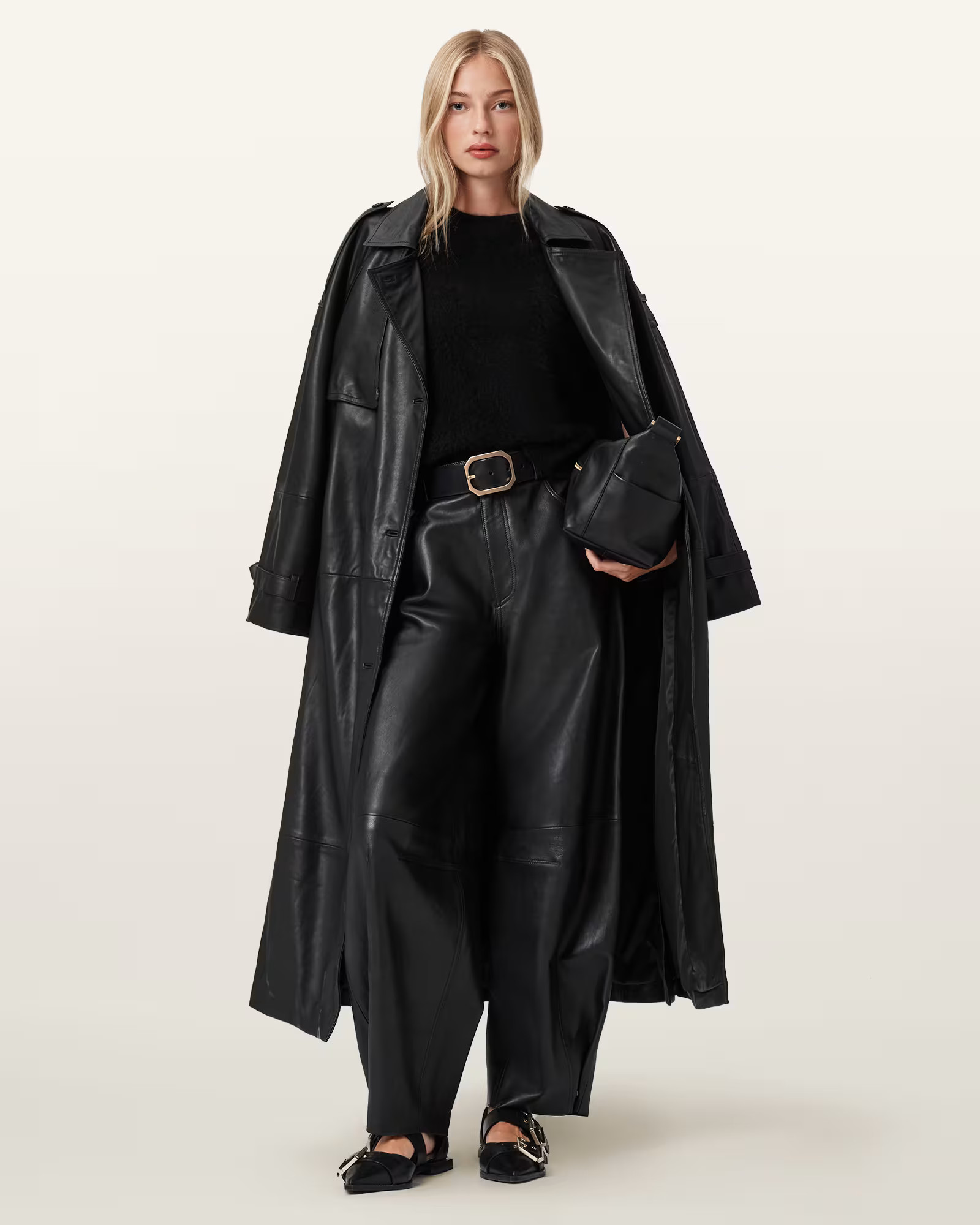Reed Leather Trench Black | ALLSAINTS | AllSaints UK