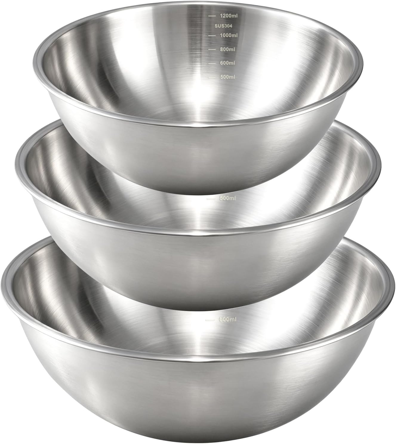 Stainless Steel Mixing Bowls Set, 3-Piece (1.5, 2.2 & 3.4 Qt) | Amazon (US)