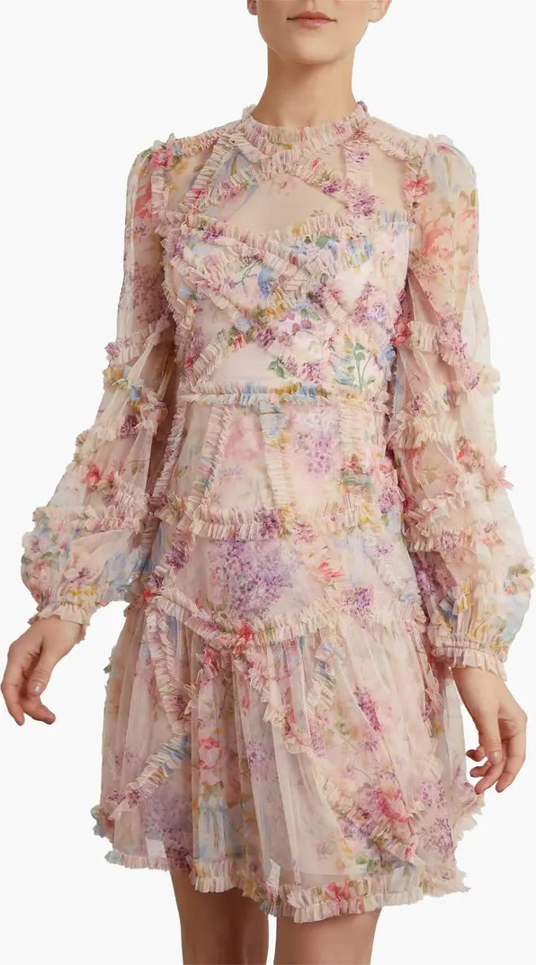 Floral Diamond Ruffle Dress | Nordstrom