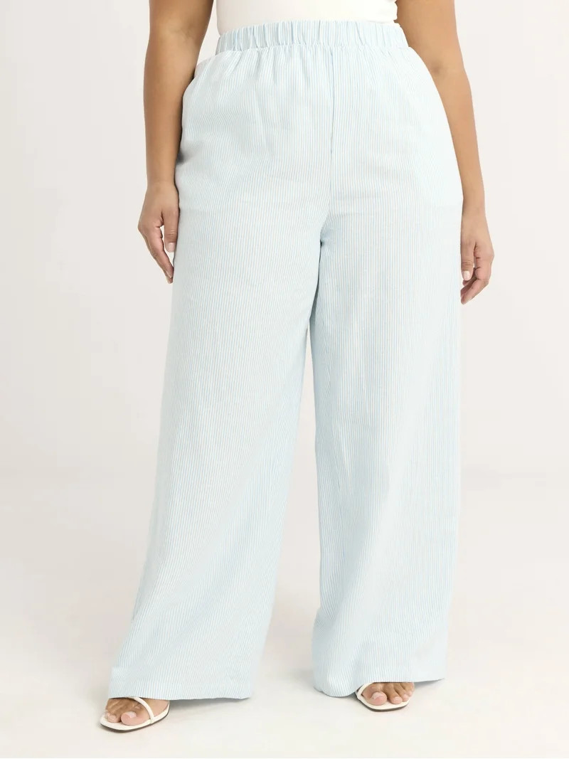Scoop Women's Linen Blend Wide Leg Pants, 32" Inseam, Sizes XS-XXL | Walmart (US)