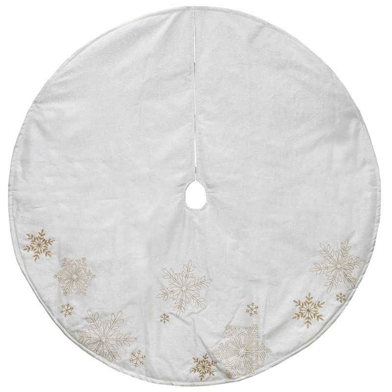 Northlight 48" White with Gold Embroidered Snowflakes Christmas Tree Skirt | Target