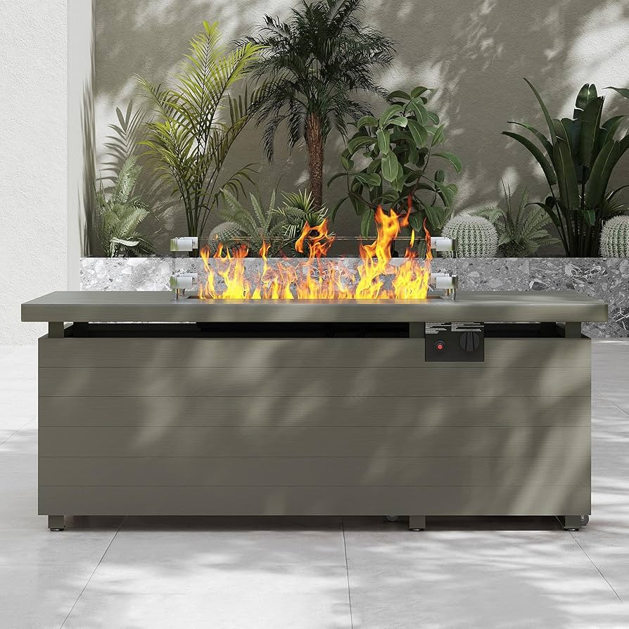 Sundale Outdoor 51 Inch Outdoor Fire Pit Table, 50,000BTU Rectangle Propane Fire Pit with Sliding... | Amazon (US)