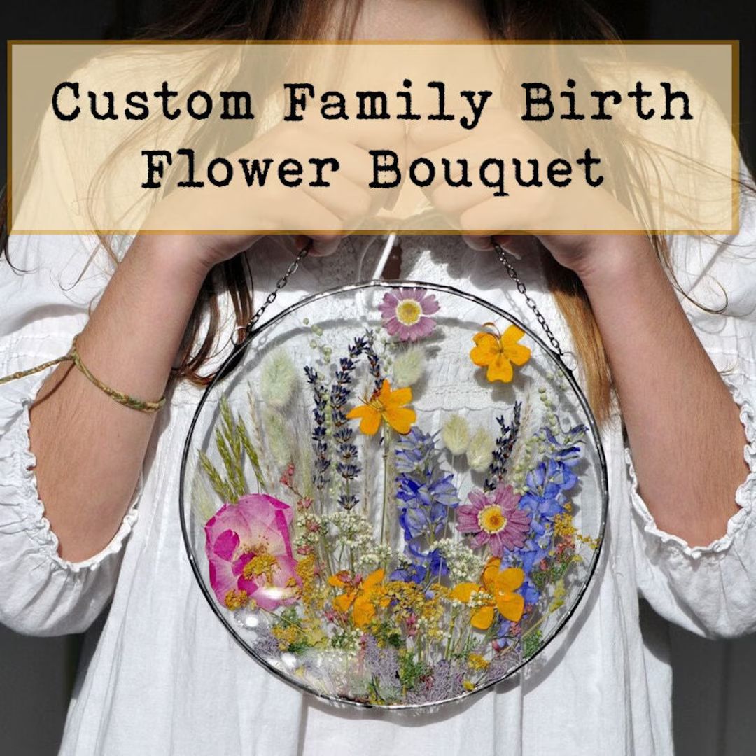 CUSTOM Family Birth Flower Bouquet, Personalised Gift for Mum, Family Portrait, Mother's Day, Gif... | Etsy (US)