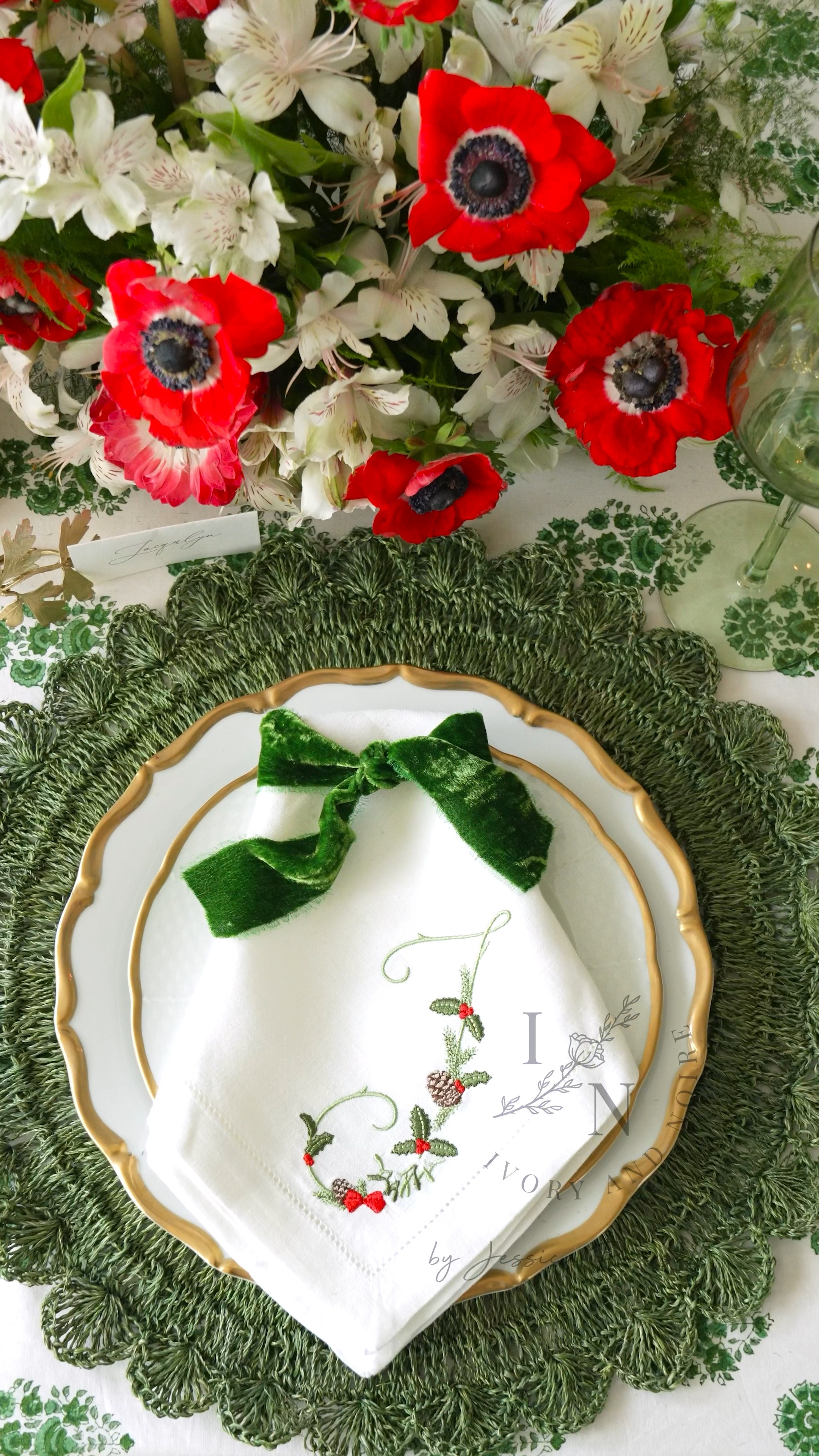 Celebrate Christmas beautifully on this green and table with these gorgeous embroidered napkins! 
Napkins: @theembroiderycompany
Tablecloth: @marigoldliving

#LTKHoliday #LTKParties #LTKHome