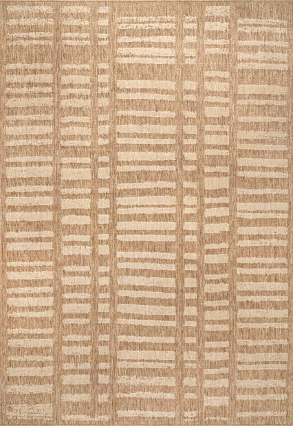 Beige Faded Stripes Indoor/Outdoor 8' x 10' Area Rug | Rugs USA