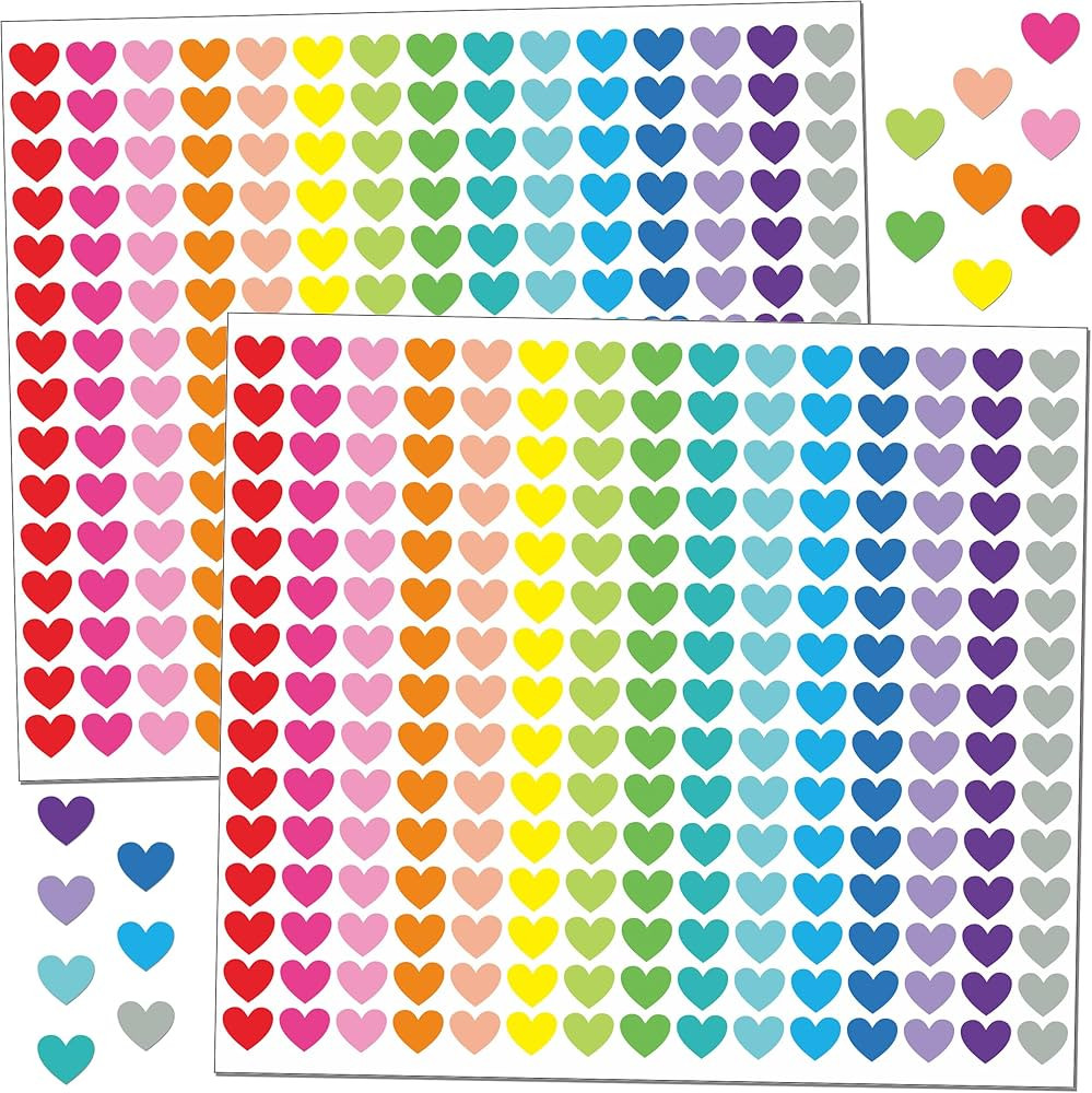 4000 PCS Small Heart Stickers for Kids, 1/2" Tiny Mini Sticker, 20 Colors, 18 Sheets, Love Shape ... | Amazon (US)