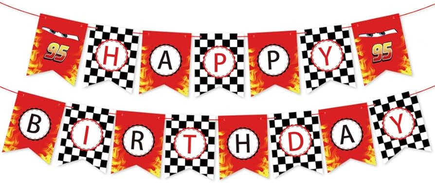 Race Car Happy Birthday Banner Party Decorations,Racing Themed Party ，Racing Party Sign,Let't G... | Amazon (US)