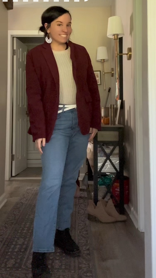 Parent-teacher conference fit: not aesthetic, not planned… but somehow it works 🤷🏻‍♀️✨ blazer = effort, jeans = reality, smile = survival 📝👩🏻‍🏫 

#LTKFamily #LTKCyberWeek #LTKWorkwear