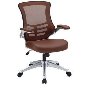 Modway Attainment Faux Leather Mesh Office Chair in Tan | Cymax