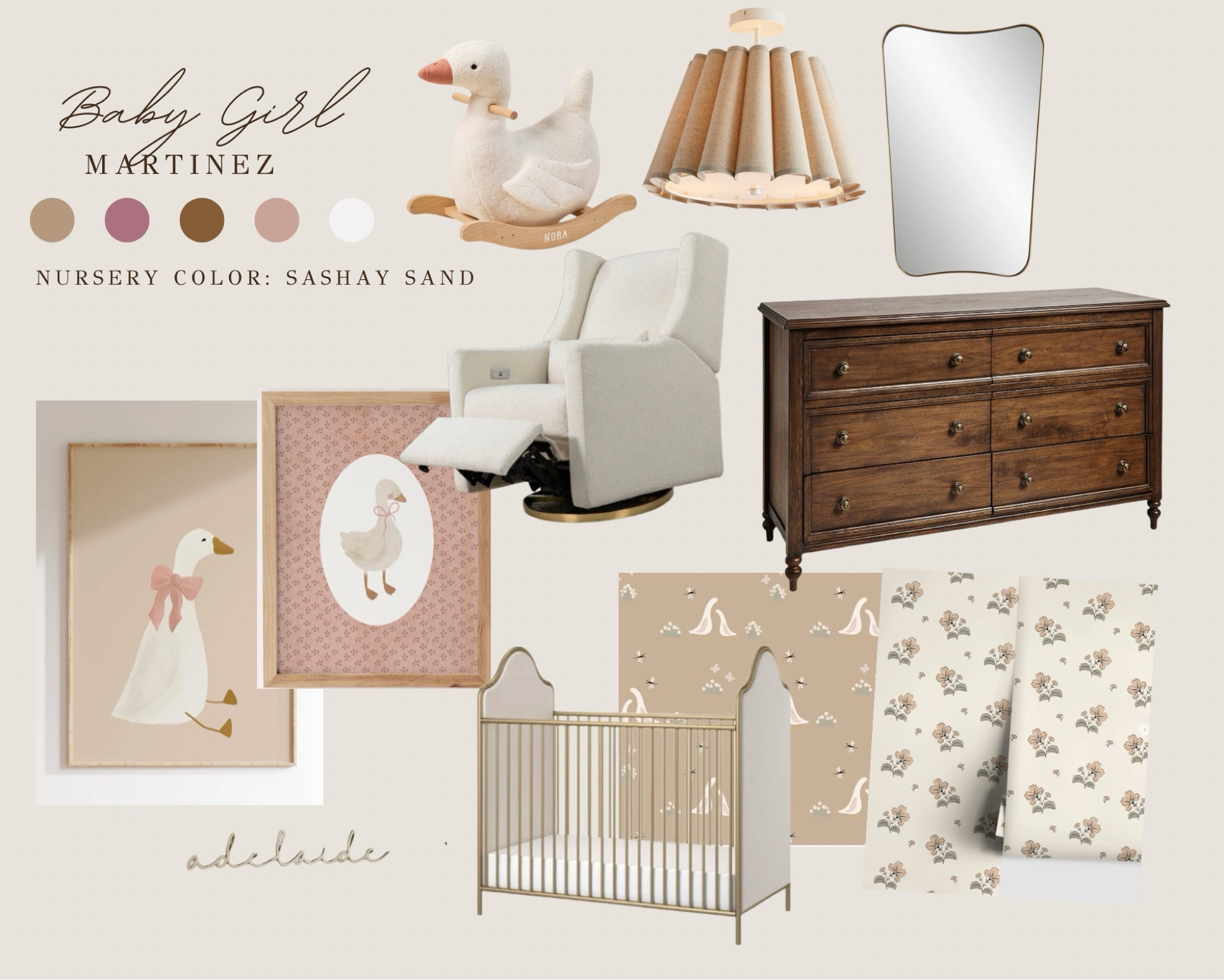Baby girl nursery mood board! So excited to add these pieces to her room! baby girl room, baby girl decor. 

#LTKStyleTip #LTKHome #LTKBaby