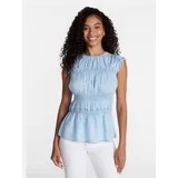 Time and Tru Women's Sleeveless Smocked Top with Ruffle Trim, Sizes XS-XXXL | Walmart (US)