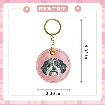 Pink French Bulldog Embroidered Keychain \u2013 Handmade PU Leather Dog Bag Charm for Women, Cute... | Amazon (US)