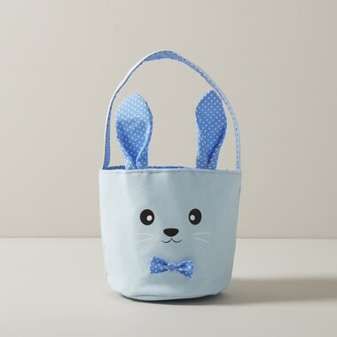 Canvas Easter Basket, Bow Tie Bunny | Indigo (CA)