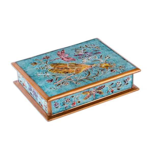 Lieb Dragonfly Sky Reverse-Painted Glass Decorative Box | Wayfair North America