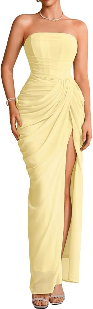 Kaei&Shi Strapless Corset Dress, Long Elegant Dresses for Women Formal, Black Tie Wedding Guest G... | Amazon (US)