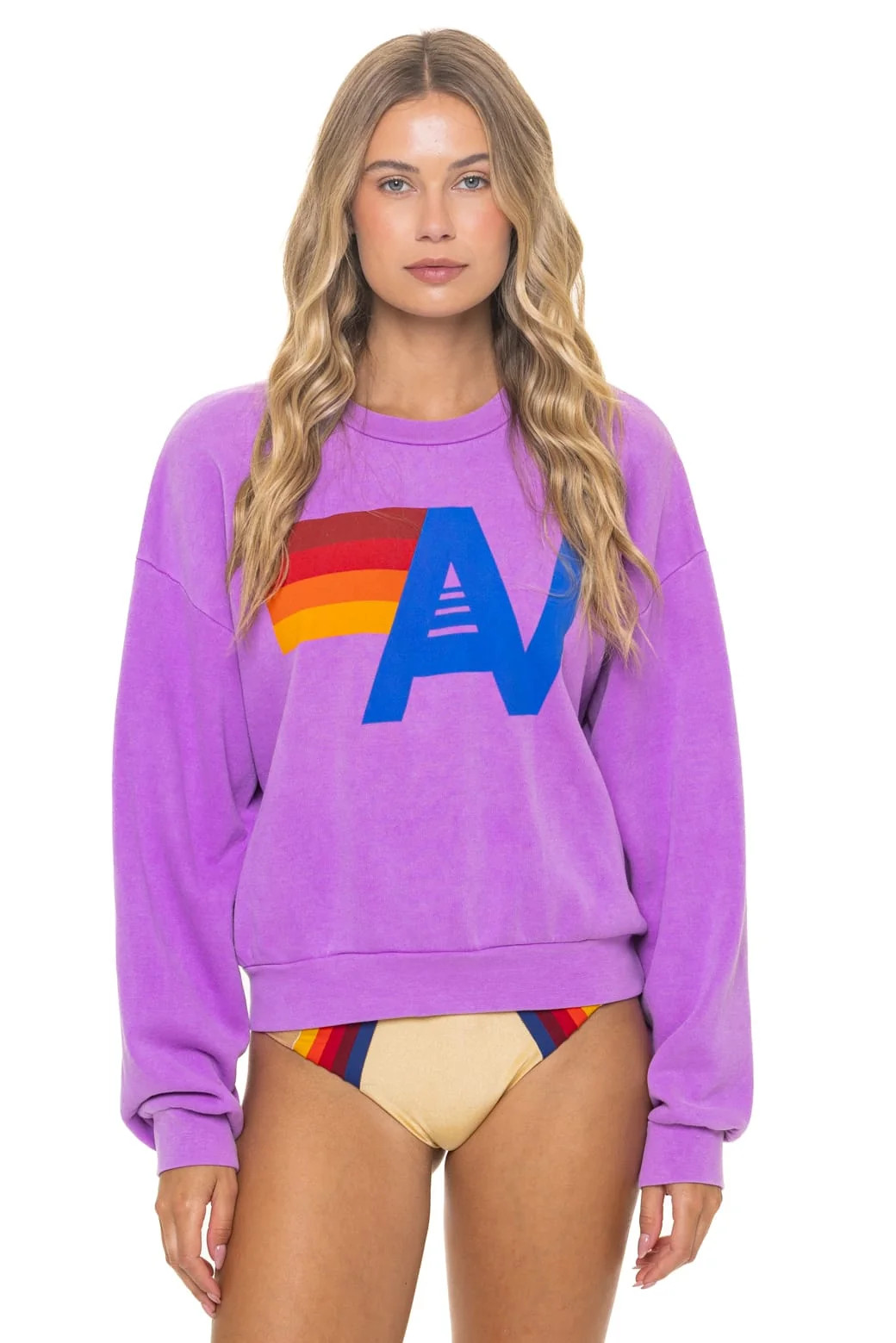 Logo Relaxed Crew Sweatshirt \u2013 Neon Purple | Aviator Nation | Aviator Nation