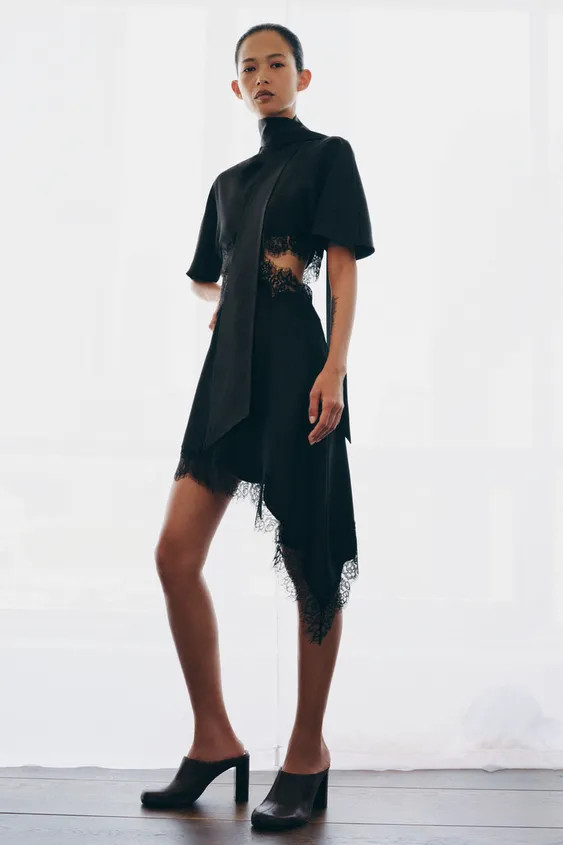 SATIN EFFECT LACE DRESS ZW COLLECTION | Zara US