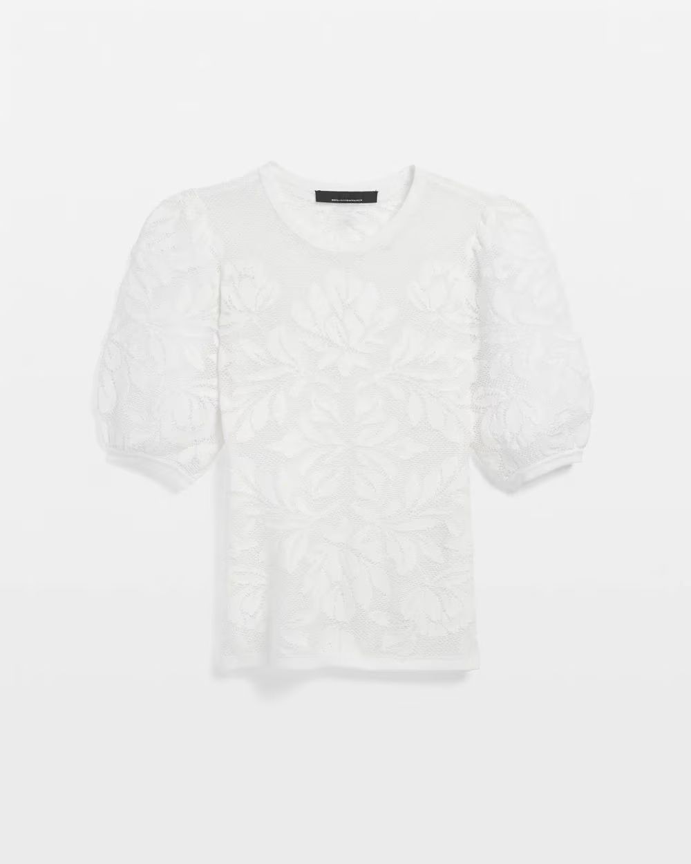 Puff Sleeve Jacquard Pullover Sweater | White House Black Market