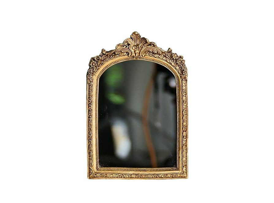 10” x 7” Small Gold Vintage Wall Mirror, Antique Gold Resin Baroque Mirror, Decorative Hangin... | Amazon (US)