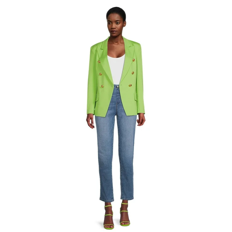 Attitude Unknown Women's Metallic Button Blazer | Walmart (US)