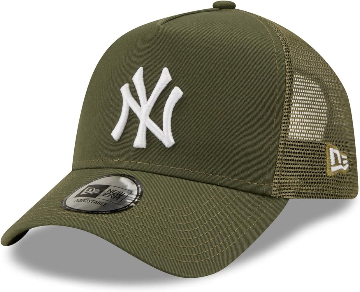 New Era New York Yankees MLB Tonal Mesh Olive A-Frame Adjustable Trucker Cap | Amazon (UK)
