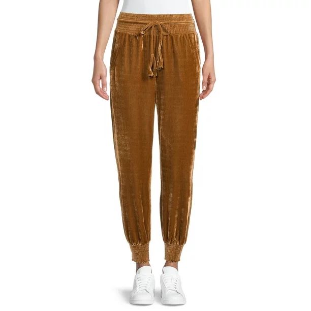 Time and Tru Women's Plush Velour Joggers - Walmart.com | Walmart (US)