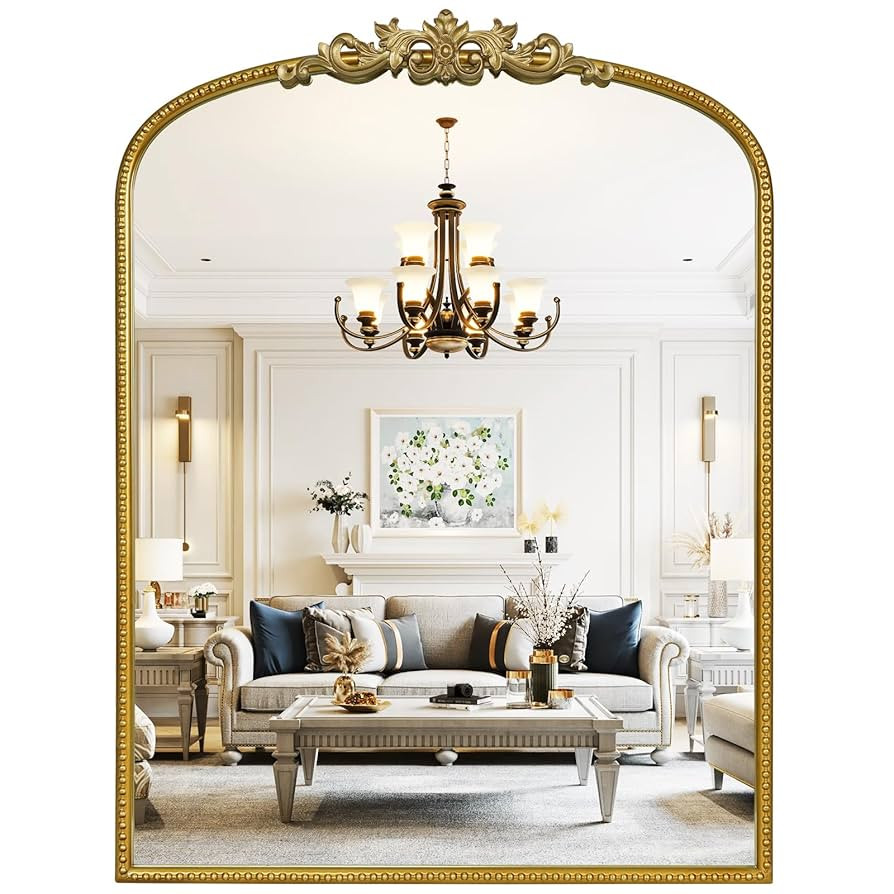 WallBeyond Gold Vintage Mirror for Vanity 24x32 Inch, Gold Antique Mirror with Ornate Frame, Arch... | Amazon (US)