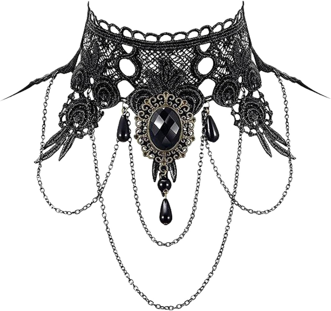 Halloween Costume Jewelry Lace Choker Victorian Necklace for Women Halloween Costume Gothic Cospl... | Amazon (US)