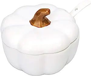 Ceramics Pumpkin Shape Sugar Bowl Storage Jar Seasoning Pot with Spoon and Lid | Amazon (US)