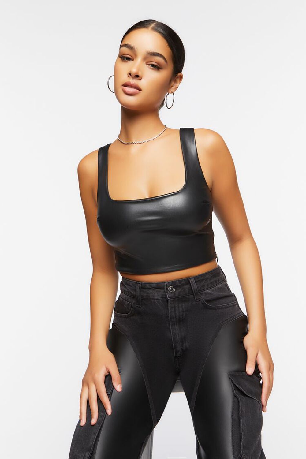 Faux Leather Cropped Tank Top | Forever 21 (US)