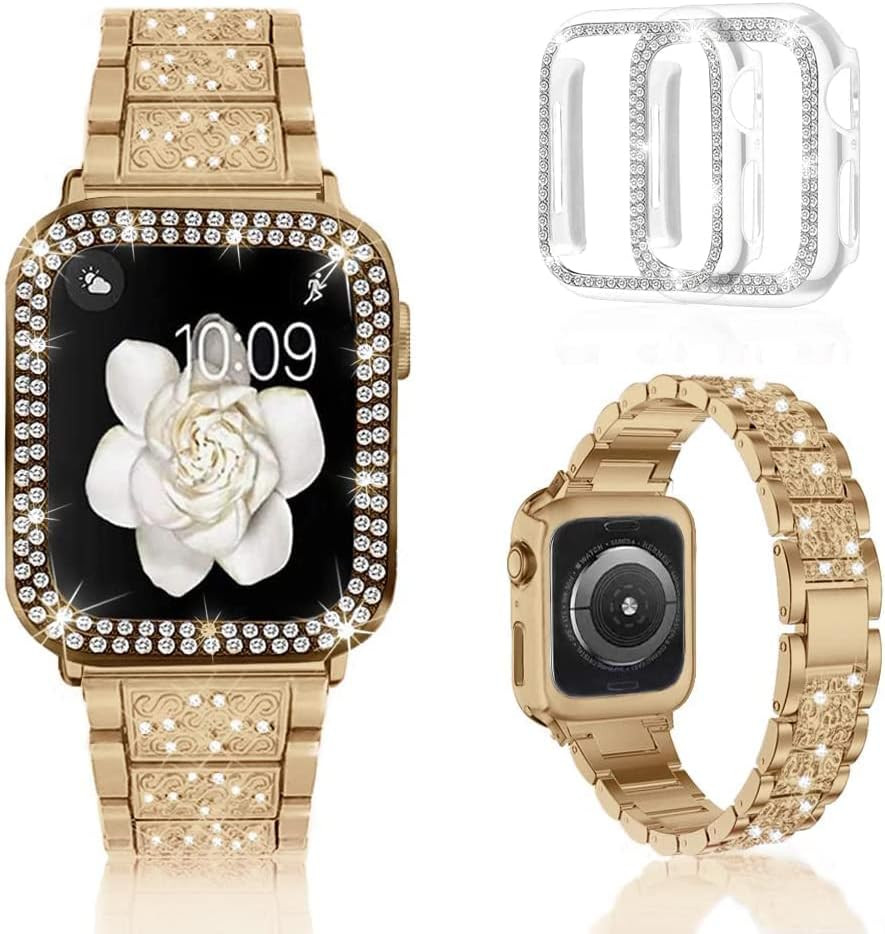 Mosonio Compatible with Apple Watch Band 40mm with Case Women, Jewelry Replacement Metal Wristban... | Amazon (US)