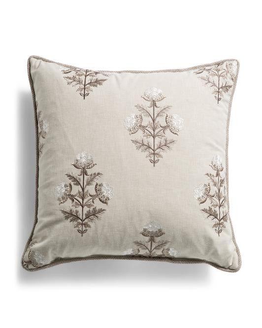 Made In Usa 22x22 Embroidered Floral Oversized Feather Filled Pillow | TJ Maxx
