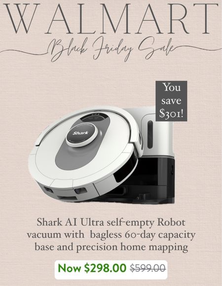 Walmart Cyber Monday deals! This Shark robot vacuum is on major sale!

Home cleaning, self cleaning robot vacuum, 

#LTKhome #LTKGiftGuide #LTKsalealert
