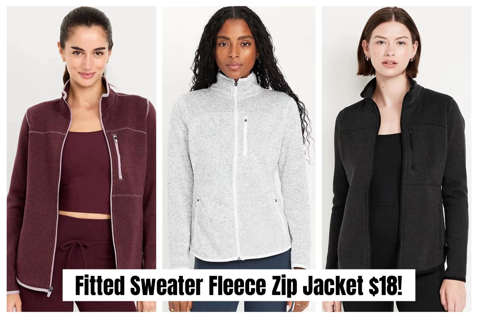 Good Morning! Old Navy has their super popular Fitted Sweater Fleece Zip Jackets down to only $18 today - normally $44.99! This is an incredible 60% off deal for these super cozy zip ups that are great on their own, or as layering pieces under other jackets for cold days. Several excellent color choices available! 

#LTKSaleAlert #LTKActive #LTKFindsUnder50