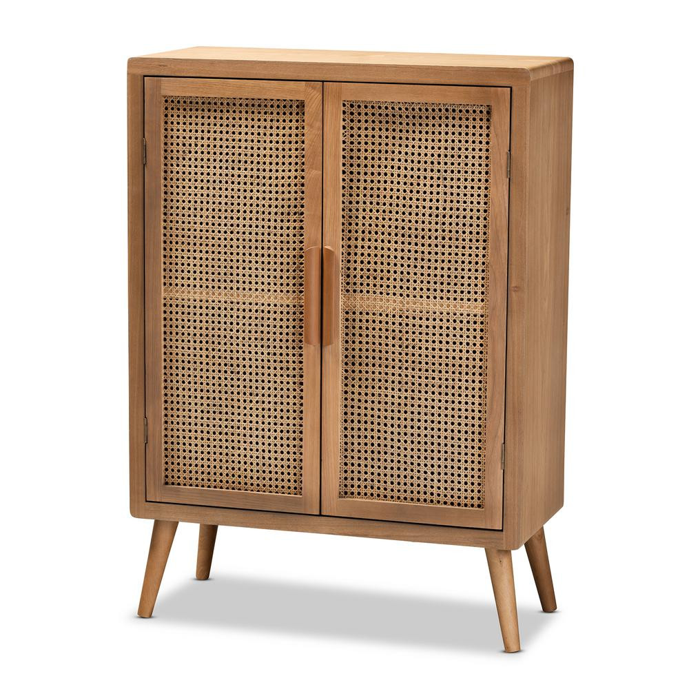 Baxton Studio Alina Oak 2-Door Accent Storage Cabinet, Medium Oak | The Home Depot