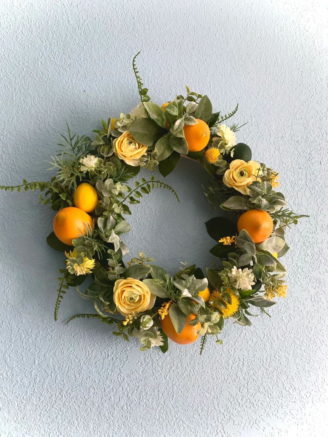 Lemon Spring Summer Door Wreath Yellow Lemons Citrus Floral Greens Wreaths Handmade Artificial Fl... | Etsy (US)