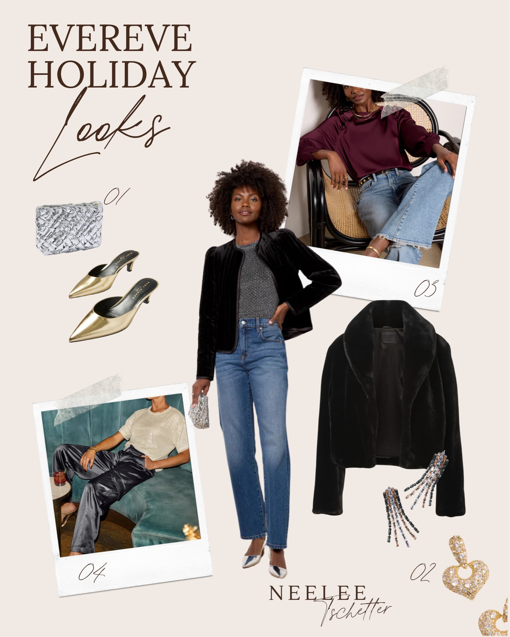 Holiday Outfit Inspo from Evereve✨ holiday outfits, holiday party outfit, festive outfit, winter outfit, winter outfit idea, date night outfit, festive outfits, festive outfit, holiday outfit, neutral Christmas outfit, neutral Christmas outfits, xmas outfit, xmas outfits, xmas party outfit, xmas party outfits, nye outfit, nye outfits, New Years eve outfits, New Years ever outfit, new year looks, holiday looks,metallic shoes, silver and gold jewelry, faux fur, velvet, sequin top, satin blouse, holiday accessories

#LTKHoliday #LTKStyleTip #LTKParties