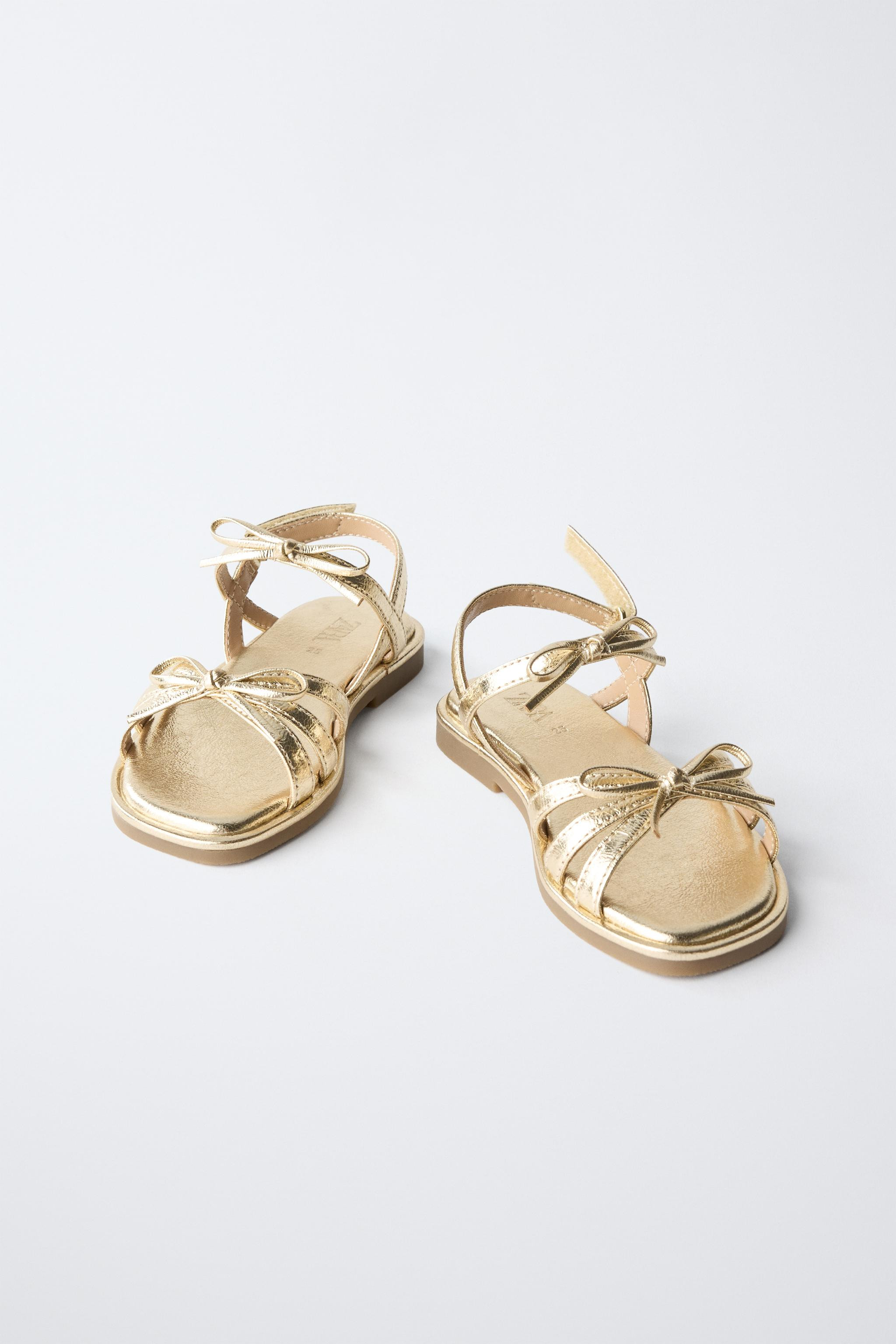 METALLIC BOW SANDALS | Zara US
