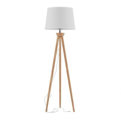 Tripod Floor Lamp: Modern Wood, Ellis Design, 58" Tall, Linen Shade, E26 Base | Target