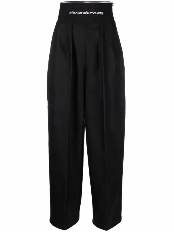 Alexander Wang logo-waist pressed-crease Trousers  - Farfetch | Farfetch Global
