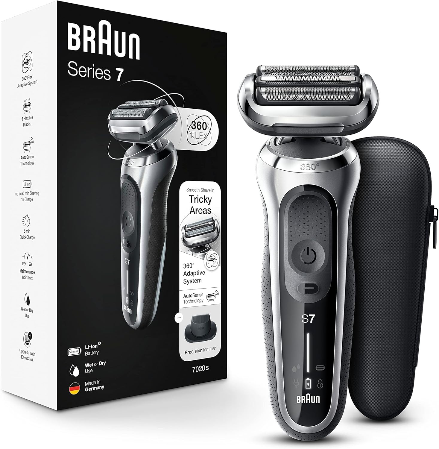 Braun Series 7 7020s Flex Electric Razor for Men with Precision Trimmer, Wet & Dry, Rechargeable,... | Amazon (US)