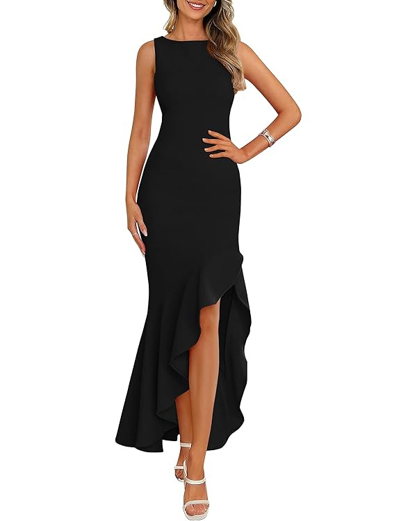 PRETTYGARDEN Wedding Guest Dresses for Women 2025 Summer Formal Gala Maxi Dress Ruffle Mermaid Co... | Amazon (US)