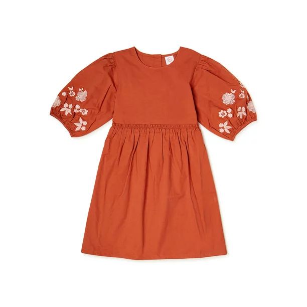 Wonder Nation Girls’ Balloon Sleeve Dress, Sizes 4-18 & Plus - Walmart.com | Walmart (US)