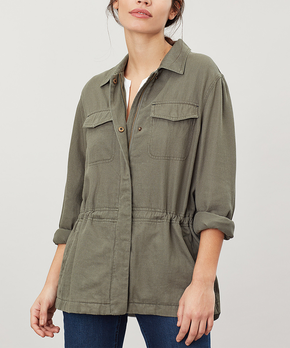 Joules Women's Non-Denim Casual Jackets SOFKHAK - Green Khaki Alexandra Shirt Jacket - Women | Zulily