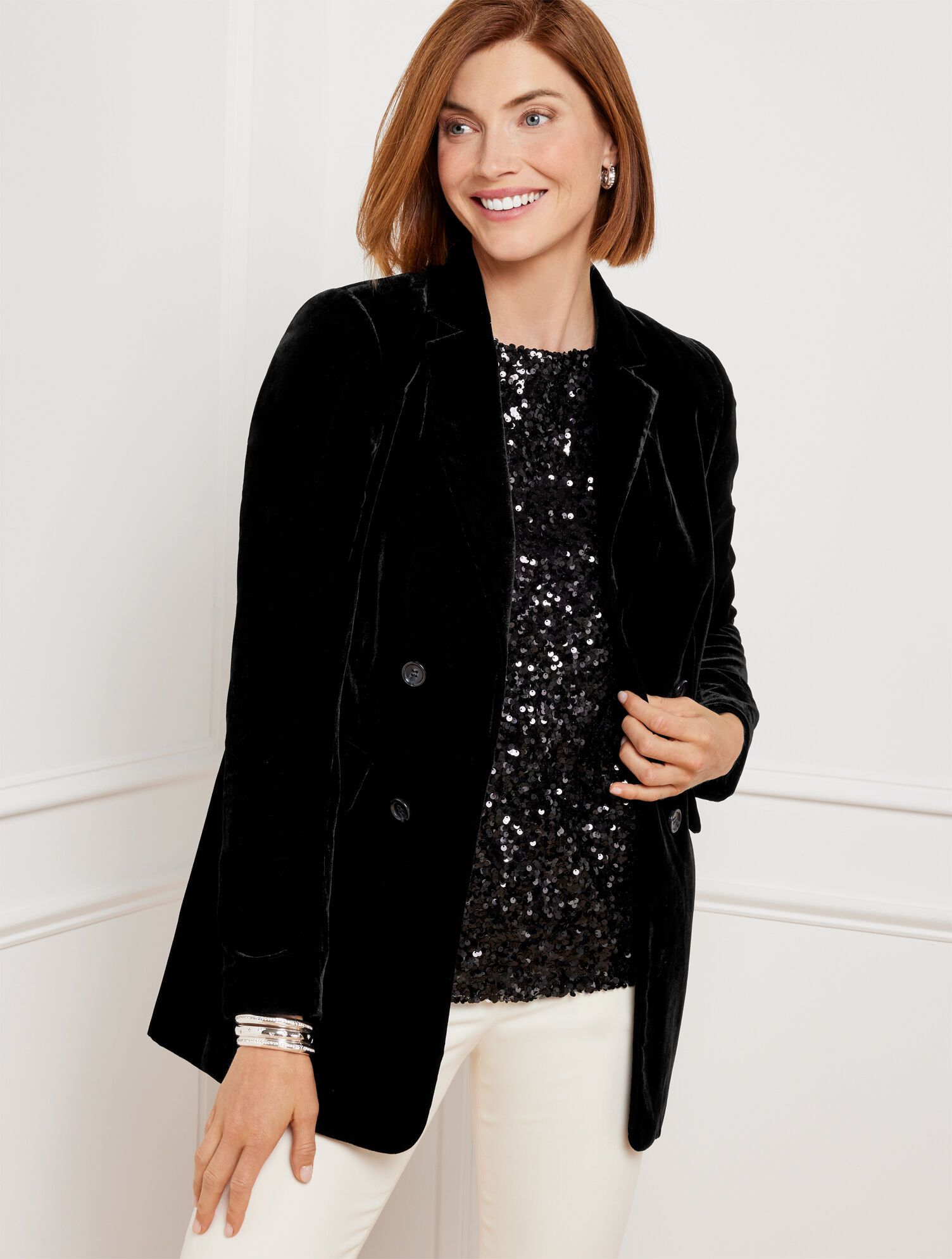Effortless Velvet Open Front Blazer | Talbots